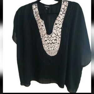 Vintage Bebe Dolman Sleeve Bohemian Sheer Flowy Top Size: Small